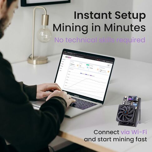 NerdQaxe++ Silent Bitcoin Miner – 6 TH/s @ 100W | 4× BM1370 ASIC Chips | Wi-Fi | AxeOS Open-Source | Includes 12.4V 10A Power Supply & Metal Stand in Saudi Arabia