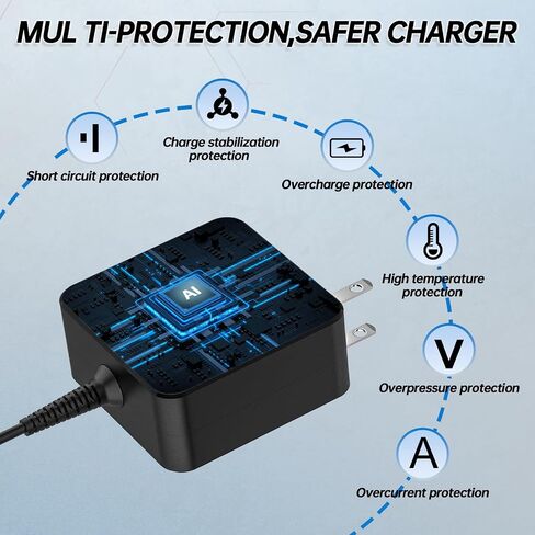 65W USB C Laptop Charger Compatible with Lenovo Thinkpad T14 T15 Yoga ThinkBook 14 16 Chromebook Computer Type C Fast Charging Power Supply Adapter Cord in Saudi Arabia
