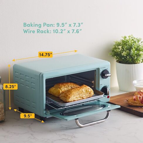 Elite Gourmet ETO147M Retro Diner Toaster Oven, Fits 8" Pizza, 1000W, Mint in Saudi Arabia