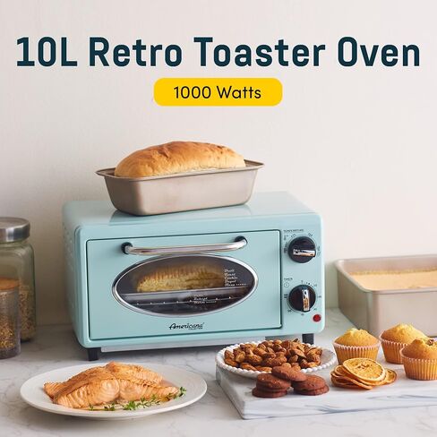 Elite Gourmet ETO147M Retro Diner Toaster Oven, Fits 8" Pizza, 1000W, Mint in Saudi Arabia