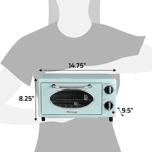 Elite Gourmet ETO147M Retro Diner Toaster Oven, Fits 8" Pizza, 1000W, Mint in Saudi Arabia