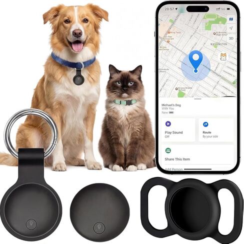GPS Tracker for Dogs, Smart Collar with Real-Time Location - Pet Location Tracker with Holder No Monthly Fee/No SIM Card, Works with iOS Find My, Ultra-Slim, IP68 Waterproof, Reliable Performance in Kuwait