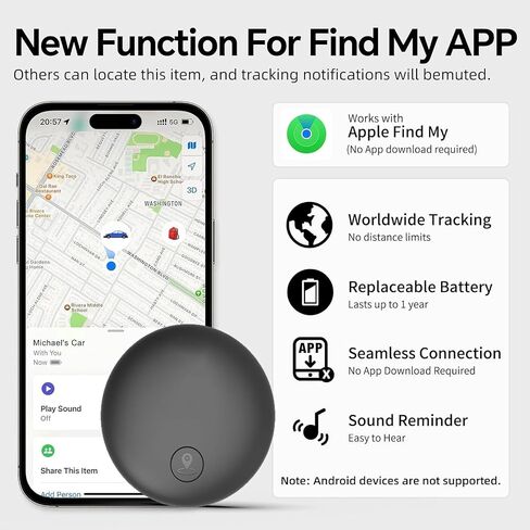 GPS Tracker for Dogs, Smart Collar with Real-Time Location - Pet Location Tracker with Holder No Monthly Fee/No SIM Card, Works with iOS Find My, Ultra-Slim, IP68 Waterproof, Reliable Performance in Kuwait