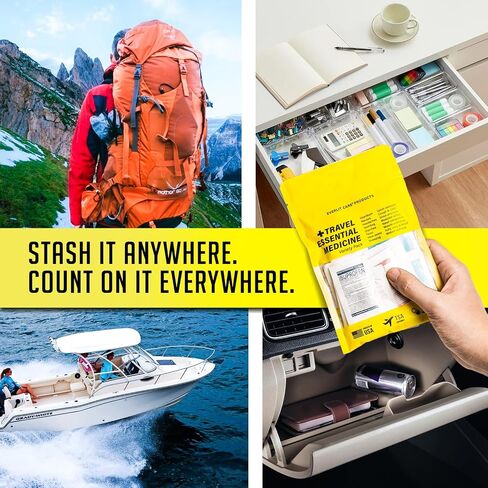EVERLIT CARE Travel Essential Medicine First Aid Kit I Bonus Medical Supplies I TSA Compliant Mini Size Medkit for Traveling Camping Trips Individually Packed 64 Tablets (Refill Pack) in Saudi Arabia