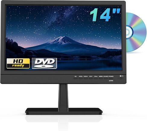 Feihe 14 Inch TV Built-in DVD Player, HD Flat Screen Small TV DVD Player Combo with ATSC Tuner/HDMI/USB/AV/VGA Input, Suitable for Kitchen Bedroom RV Camper in Kuwait