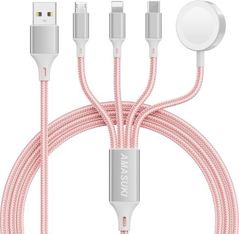 Cruise Essentials 2026,Travel Essentials,4 in 1 for Apple Watch Charger/iPhone Charger/Multi Charging Cable Camping Vacation,USB C/L/Micro Portable Charger for iWatch 11-1/iPhone 17-12,Car-4FT in Saudi Arabia