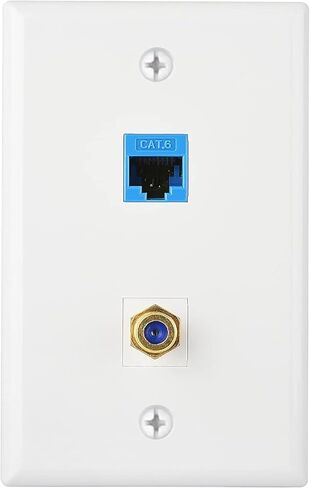 Newhouse Hardware Ethernet & Coaxial Wall Plate, White, 5-Pack in Saudi Arabia