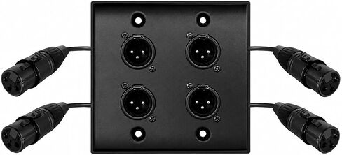 DIYTECH 2 Port Black XLR Wall Plate, Solderless Female to Male Connector in Kuwait