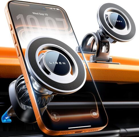 LISEN for MagSafe Car Mount [Strong Magnets] Magnetic Phone Holder for Car Hands Free Cell Phone Mount Cradle Vent & Dashboard Car Accessories for Women Men fit iPhone 17 16 15 14 13 12, Black in Saudi Arabia