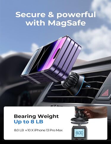 LISEN for MagSafe Car Mount [Strong Magnets] Magnetic Phone Holder for Car Hands Free Cell Phone Mount Cradle Vent & Dashboard Car Accessories for Women Men fit iPhone 17 16 15 14 13 12, Black in Saudi Arabia
