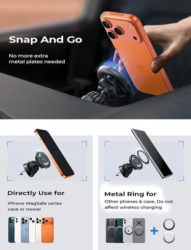 LISEN for MagSafe Car Mount [Strong Magnets] Magnetic Phone Holder for Car Hands Free Cell Phone Mount Cradle Vent & Dashboard Car Accessories for Women Men fit iPhone 17 16 15 14 13 12, Black in Saudi Arabia