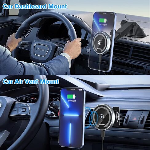 MAGJIEYX for MagSafe Car Mount Charger, Fast Charging 15W Wireless Magnetic Phone Holder [N55 Strong Magnets] Work for iPhone 17 16 15 14 Plus/Pro Max for Dashboard/Vent/Windshield Gary in Saudi Arabia