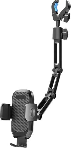 Quyee Phone Holder Car, Rear View Mirror Phone Holder - Aluminum Alloy Mount Multi-Angle Adjustment Rotatable and Retractable Compatible with All 4-7 Inch iPhone and Android Cell Phones in Saudi Arabia