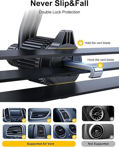 Rorhxia Car Vent Phone Mount, [Never Blocking Vent, Enjoy The Comfort of The A/C] Hands-Free Universal Extension Clip Air Phone Holder Car Fit for All Phones iPhone 17 16 15 14 13 12 Samsung More in Saudi Arabia