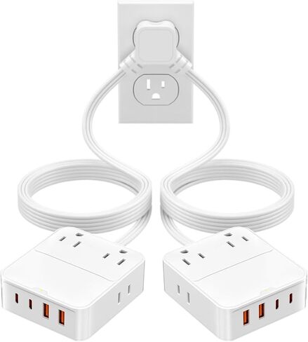Split Extension Cord 12FT(6FT Per Side) - Single 4 AC & 4 USB Ports in Saudi Arabia