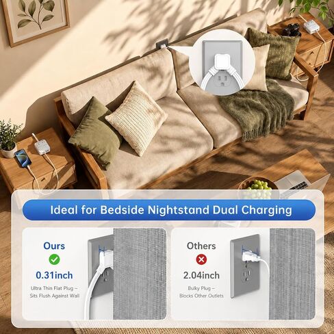 Split Extension Cord 12FT(6FT Per Side) - Single 4 AC & 4 USB Ports in Saudi Arabia