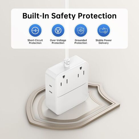 Split Extension Cord 12FT(6FT Per Side) - Single 4 AC & 4 USB Ports in Saudi Arabia
