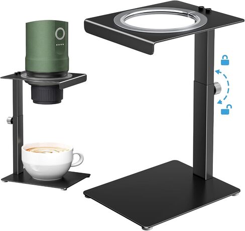 Portable Coffee Maker Stand,Adjustable-height Pour Over Dripper Stand with Base,Espresso Machine Holder for Home,Desk,Travel,Camping( Square/Black) in Kuwait