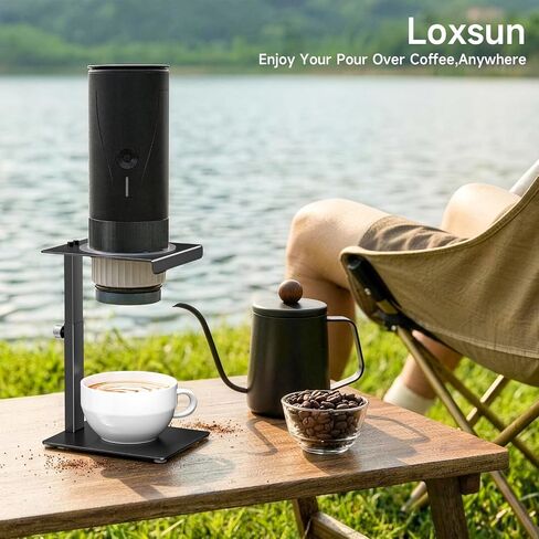 Portable Coffee Maker Stand,Adjustable-height Pour Over Dripper Stand with Base,Espresso Machine Holder for Home,Desk,Travel,Camping( Square/Black) in Kuwait