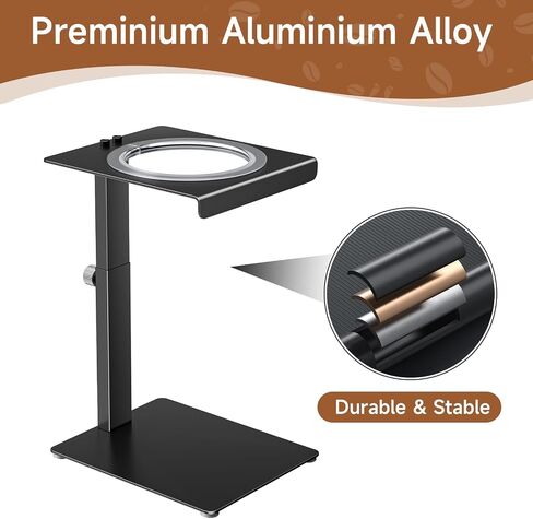 Portable Coffee Maker Stand,Adjustable-height Pour Over Dripper Stand with Base,Espresso Machine Holder for Home,Desk,Travel,Camping( Square/Black) in Kuwait