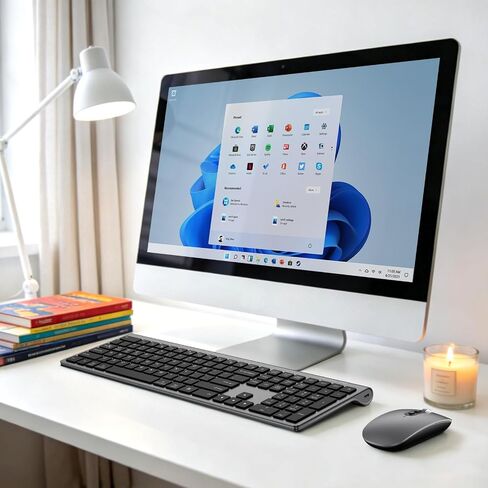 Rechargeable Wireless Bluetooth Keyboard and Mouse Combo, Full Size Silent Ergonomic Scissor Switch Keyboard and Optical Mouse Set, 2.4G Lag-Free Cordless Keyboard Mice for Computer,Mac,Laptop,PC-Grey in Saudi Arabia