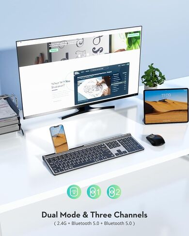 Samsers Wireless Multi-Device Dual-Mode Keyboard and Mouse Combo, Black in Saudi Arabia