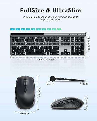 Samsers Wireless Multi-Device Dual-Mode Keyboard and Mouse Combo, Black in Saudi Arabia