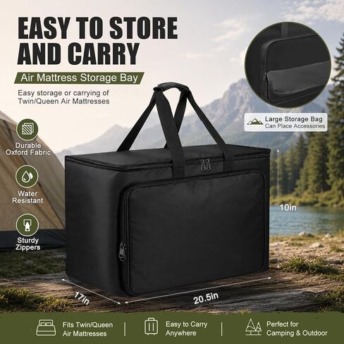 Air Mattress Storage Bag,[Large Pocket] Compatible with Twin/Queen Air Mattress | Water-Resistant Inflatable Mattress Carrying case | with Sturdy Handle, for Outdoor Travel Camping, Black in Saudi Arabia