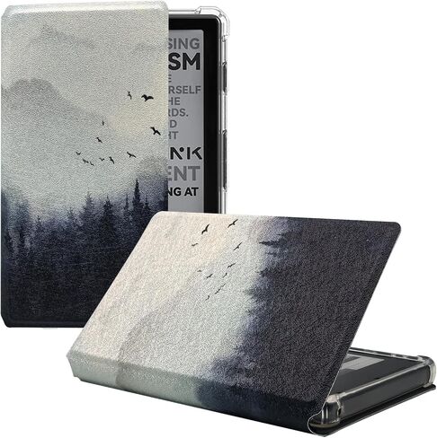 2in1 Magnetic Detachable Flip Case for 4.3'' XTEINK X4 E-Book Reader Ultra-Thin Lightweight Leather & TPU Transparent Cover with Magnetic Closure (Misty Forest) in Saudi Arabia