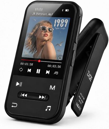 128GB MP3 Player, Bluetooth 5.3 Music Player with Clip, HiFi Sound Digital Music, Built-in HD Speaker, FM Radio, Voice Recorder, Earphones Included, MP3 Player for Kids in Saudi Arabia
