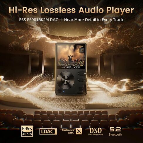 HIFI WALKER H2 Hi-Res MP3 Player, 128GB microSD, ESS DAC, Bluetooth 5.2 in Kuwait