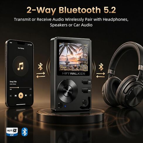 HIFI WALKER H2 Hi-Res MP3 Player, 128GB microSD, ESS DAC, Bluetooth 5.2 in Kuwait