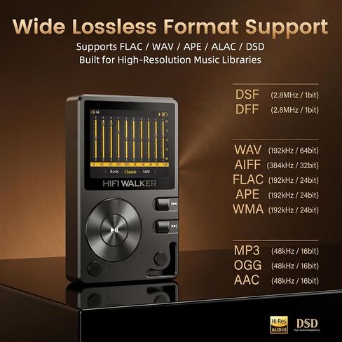 HIFI WALKER H2 Hi-Res MP3 Player, 128GB microSD, ESS DAC, Bluetooth 5.2 in Kuwait