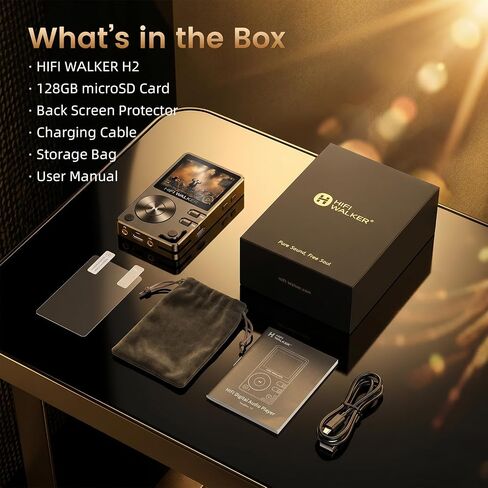 HIFI WALKER H2 Hi-Res MP3 Player, 128GB microSD, ESS DAC, Bluetooth 5.2 in Kuwait