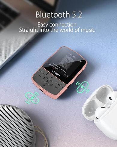 Yoton MP3 Player with Bluetooth, Max 64GB, HiFi, Pink, TF Card Required in Kuwait