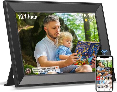 Frameo Digital Picture Frame, Smart WiFi Digital Photo Frame with 10.1 Inch HD IPS Touch Screen, Auto-Rotate, Send Pictures from Anywhere via Frameo App, Great Gift for Mom and Women in Kuwait
