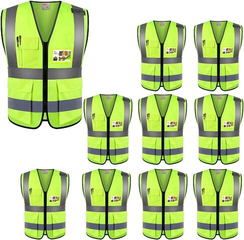 zojo High Visibility Reflective Safety Vest with Multi Pockets 10 Pack Bulk in Saudi Arabia