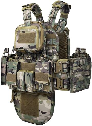 BOMTURN Heavy Duty Breathable Utility Tactical Vest for Men, Adjustable Airsoft Vest with MOLLE Removable Pouches in Kuwait