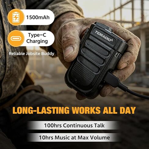 TIDRADIO Wearable Bluetooth Speaker MIC for Ham GMRS Radio,Phone Call/Music,Hands-Free Walkie Talkies Mic for BAOFENG UV-5R Mini,TD-H9,TD-H3 Portable Wireless Speaker for Jobsite, Outdoors,Home,Travel in Saudi Arabia