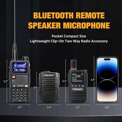 TIDRADIO Wearable Bluetooth Speaker MIC for Ham GMRS Radio,Phone Call/Music,Hands-Free Walkie Talkies Mic for BAOFENG UV-5R Mini,TD-H9,TD-H3 Portable Wireless Speaker for Jobsite, Outdoors,Home,Travel in Saudi Arabia