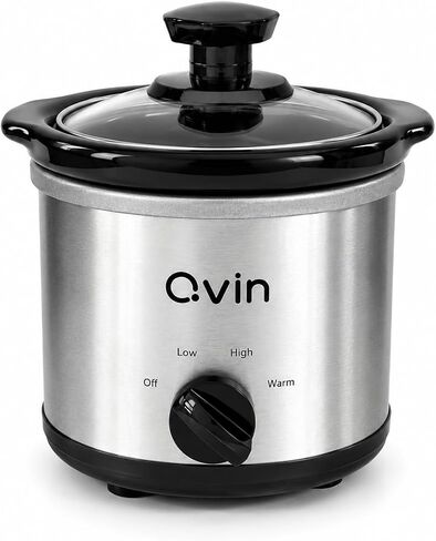 Mini Slow Cooker 0.65Qt with Temperature Control, Fondue Pot Set, Chocolate Melting Pot, Stainless Steel in Kuwait