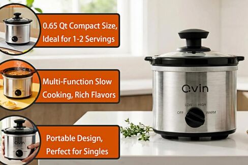 Mini Slow Cooker 0.65Qt with Temperature Control, Fondue Pot Set, Chocolate Melting Pot, Stainless Steel in Kuwait