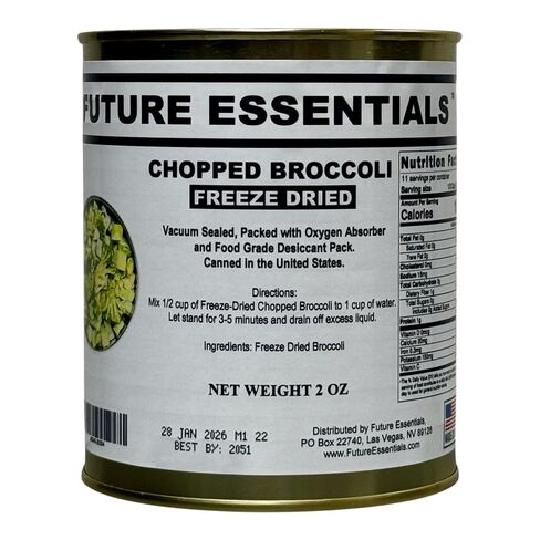Future Essentials Freeze Dried Broccoli – #2.5 Can, 25+ Year Shelf Life | Canned Chopped Broccoli Bites – Easy to Rehydrate, Ideal for Emergency Food & Camping – 2 oz in Saudi Arabia
