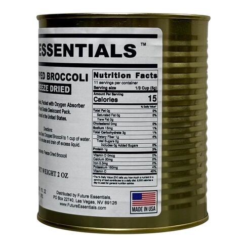 Future Essentials Freeze Dried Broccoli – #2.5 Can, 25+ Year Shelf Life | Canned Chopped Broccoli Bites – Easy to Rehydrate, Ideal for Emergency Food & Camping – 2 oz in Saudi Arabia