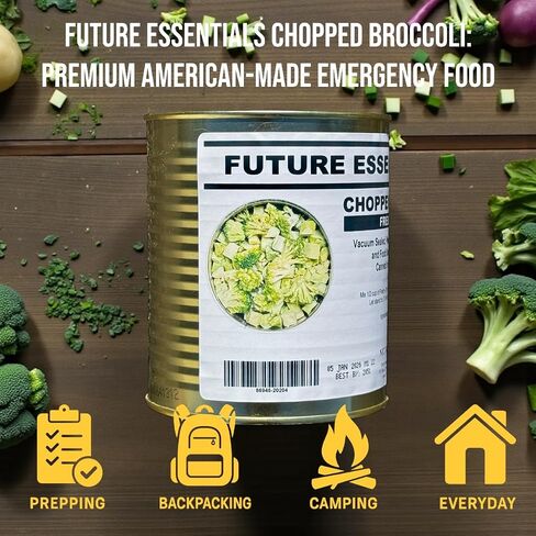 Future Essentials Freeze Dried Broccoli – #2.5 Can, 25+ Year Shelf Life | Canned Chopped Broccoli Bites – Easy to Rehydrate, Ideal for Emergency Food & Camping – 2 oz in Saudi Arabia