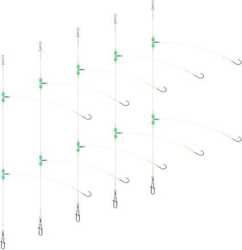 Realure 5 Pack Pre-Tied High-Low Surf Fishing Rigs, 3 Sizes 1/0#-3/0# Double Hook Bottom Rig, Hand Tied Saltwater Tackle for Flounder, Cod, Striped Bass, Whiting, Redfish Pier Surf Casting in Saudi Arabia