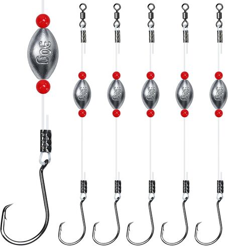 Sliding Sinker Rig, Fish Finder Rig Carolina Rig with Egg Sinker Weight 1/2/4oz, Mono Line and Circle Hook for Grouper Snapper Drum Striped Bass in Kuwait
