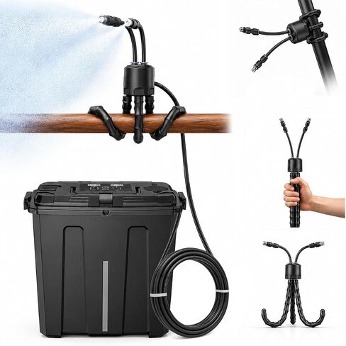 Ausic Portable Misting System, Battery Powered Outdoor Water Mister with 9L Bucket & Rechargeable Pump (Consecutive 8Hrs), Misters for Outside Patio Cooling, for Sports, Camping, Tailgating, Umbrella in Saudi Arabia