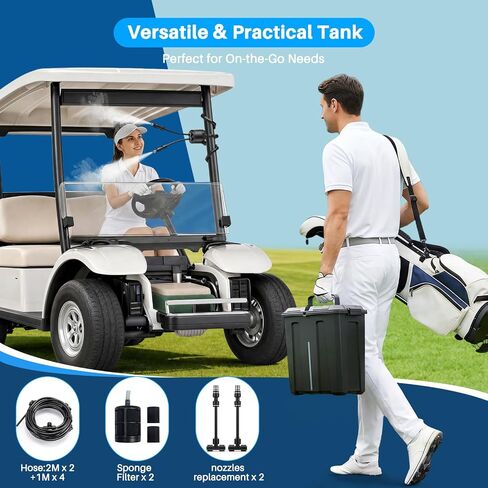 Ausic Portable Misting System, Battery Powered Outdoor Water Mister with 9L Bucket & Rechargeable Pump (Consecutive 8Hrs), Misters for Outside Patio Cooling, for Sports, Camping, Tailgating, Umbrella in Saudi Arabia