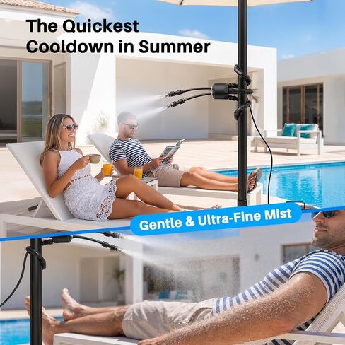 Ausic Portable Misting System, Battery Powered Outdoor Water Mister with 9L Bucket & Rechargeable Pump (Consecutive 8Hrs), Misters for Outside Patio Cooling, for Sports, Camping, Tailgating, Umbrella in Saudi Arabia